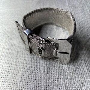 Trifari Silver Tone Mesh Metal Belt Bracelet